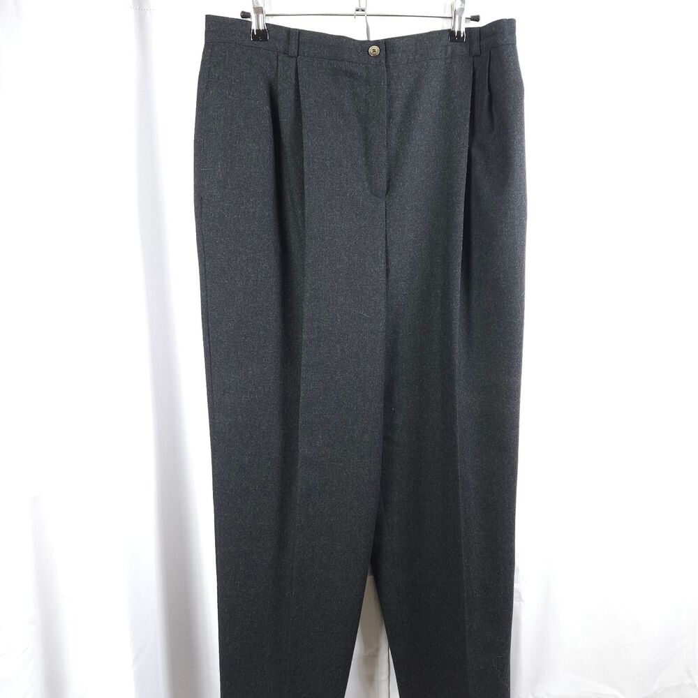 Harve Benard Womens 16 33x30 Charcoal Gray Pleated Wool‎ Dress Pants Trousers